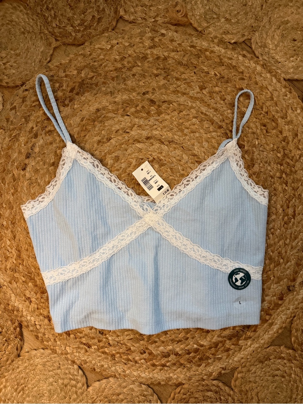 Y2K Aeropostale Cropped Ribbed Lace Cami